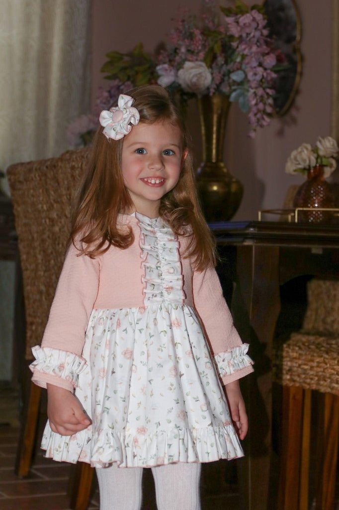 Lor Miral AW23 - Baby Girls Pink Floral Print Dress & Knickers 32008 - Mariposa Children's Boutique
