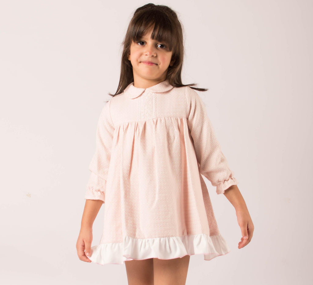 Lor Miral AW23 - Girls Pink and Cream Dress 32412 - Mariposa Children's Boutique