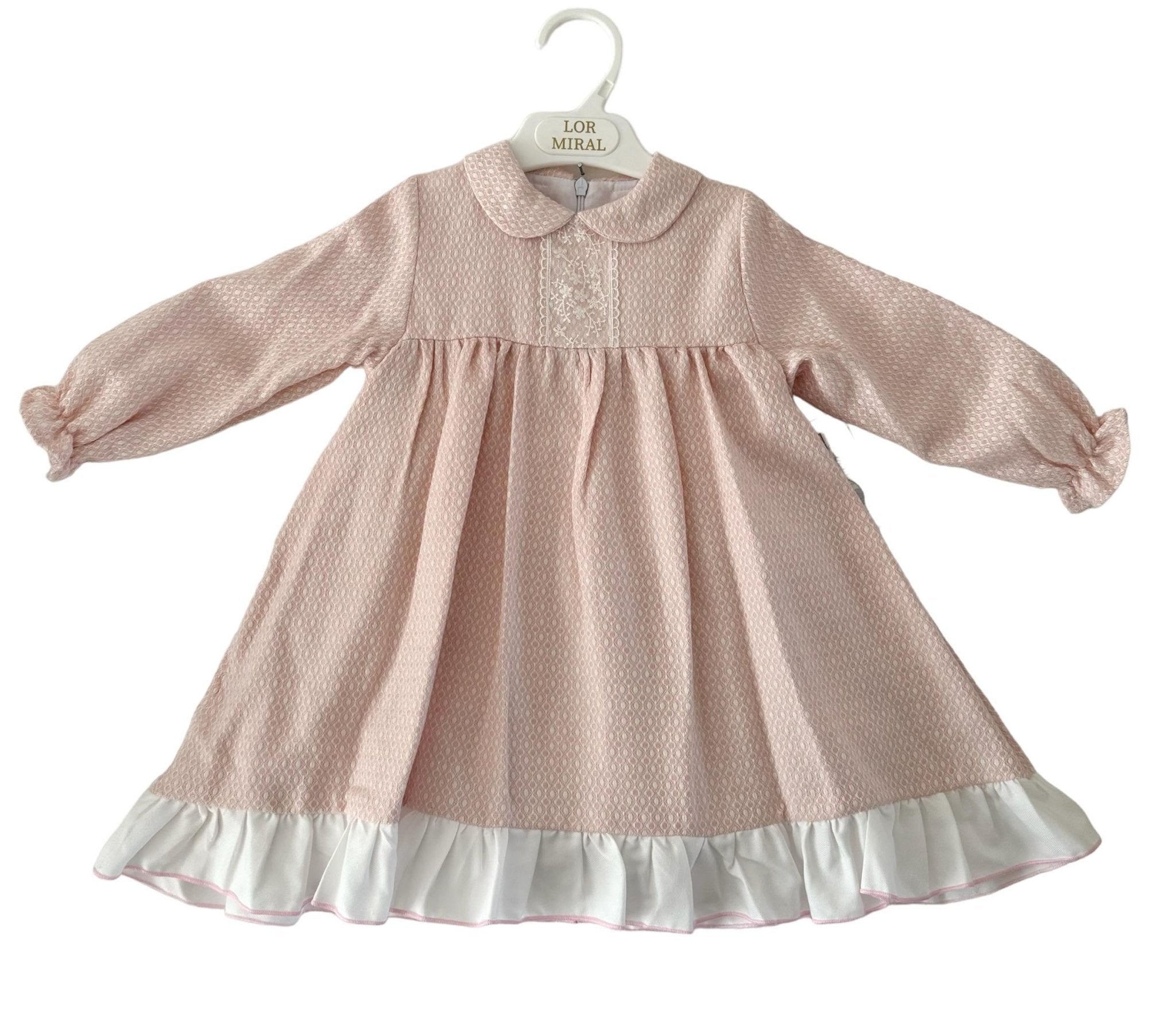 CLEARANCE SALE - Lor Miral - Baby Girls Pink & Cream Dress & Knickers 32012 - Mariposa Children's Boutique