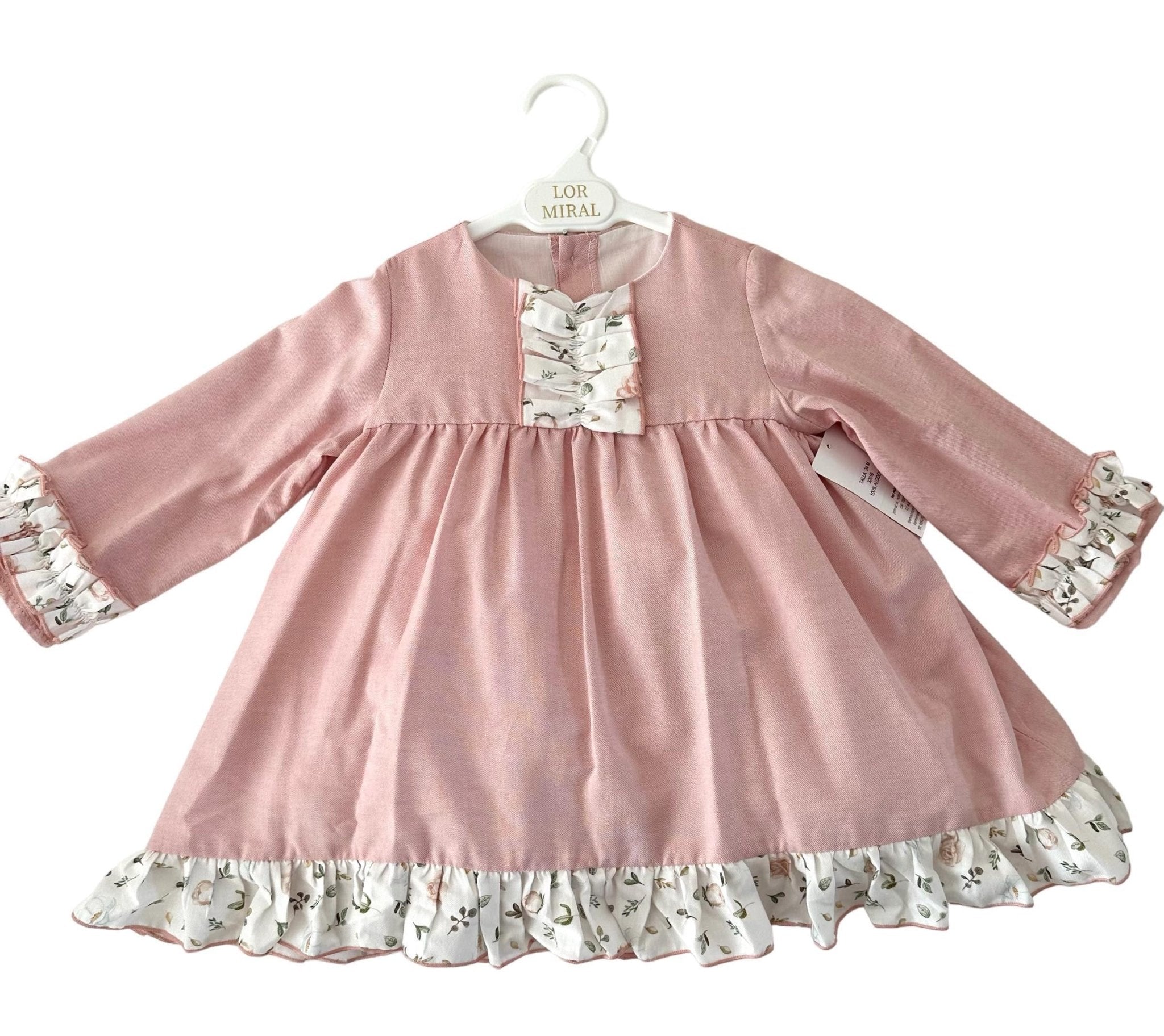 CLEARANCE SALE - Lor Miral - Baby Girl's Pink Floral Print Dress & Knickers 32016 - Mariposa Children's Boutique