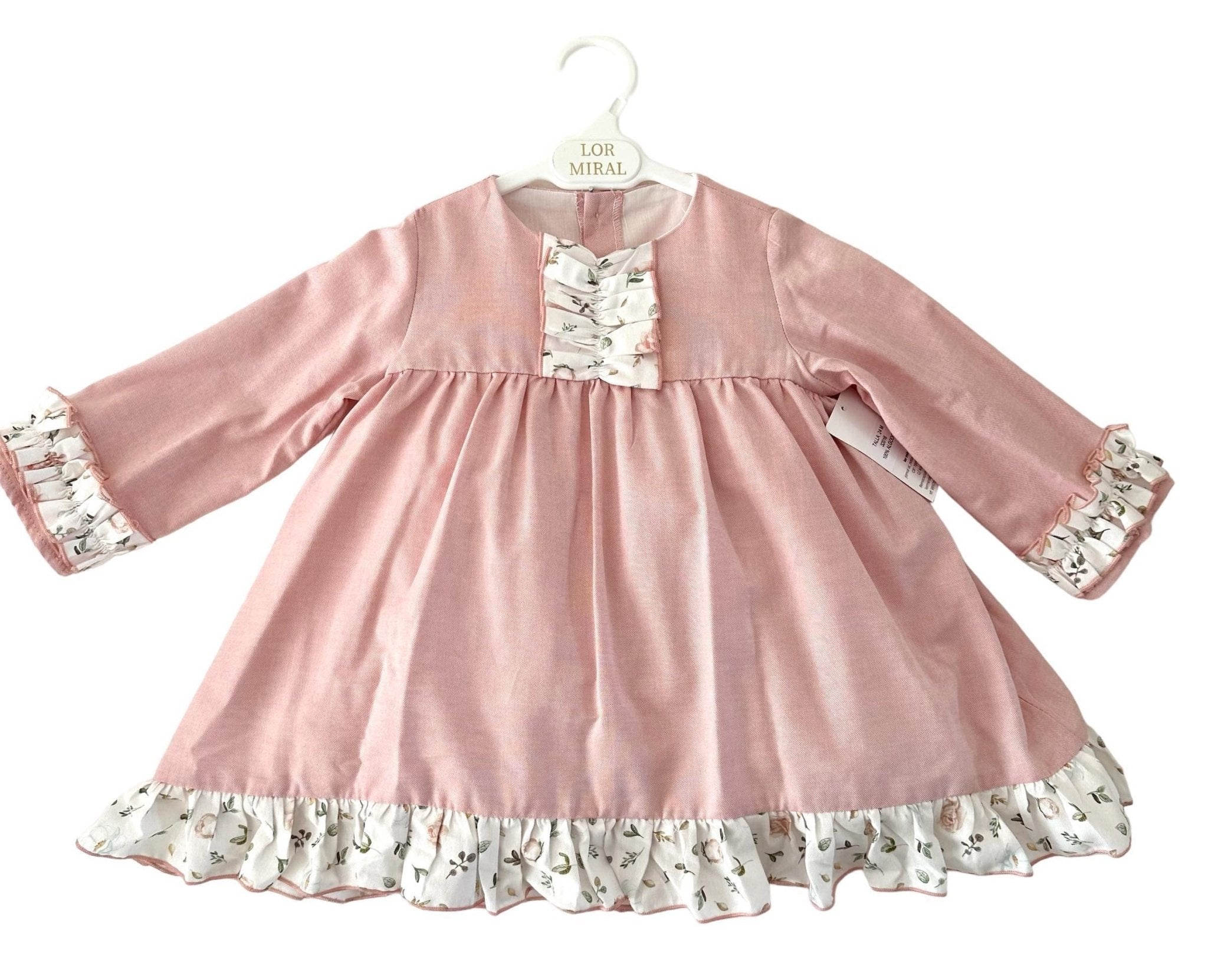 CLEARANCE SALE - Lor Miral - Baby Girl's Pink Floral Print Dress & Knickers 32016 - Mariposa Children's Boutique