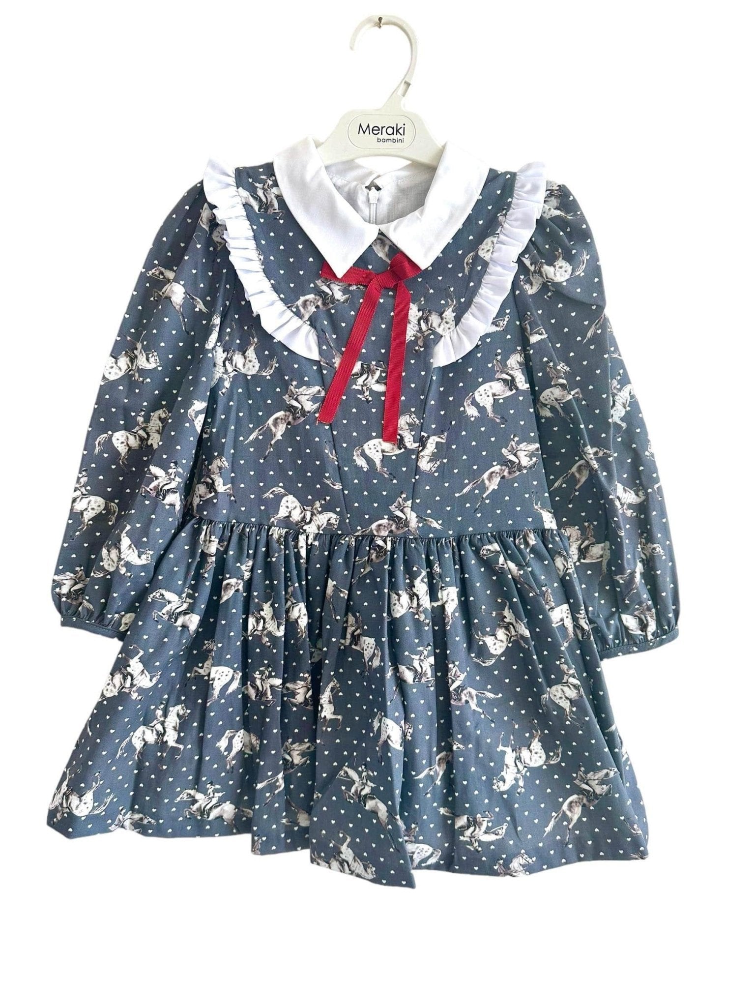 CLEARANCE SALE - Meraki Bambini - Girls Grey Caballos Dress - Mariposa Children's Boutique