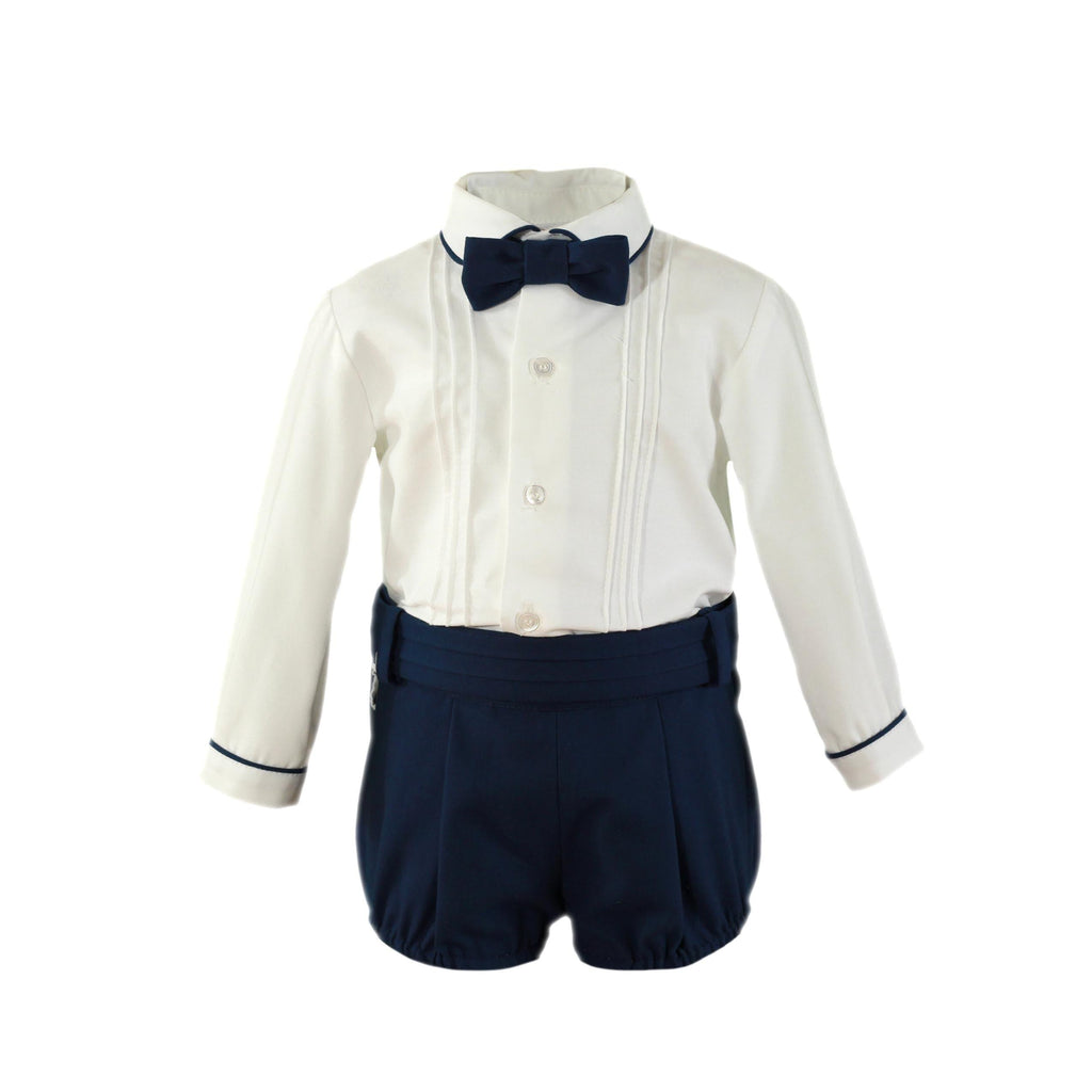 Miranda AW23 - Baby Boys Navy Shorts with Matching Shirt & Dickie Bow 162-23 - Mariposa Children's Boutique