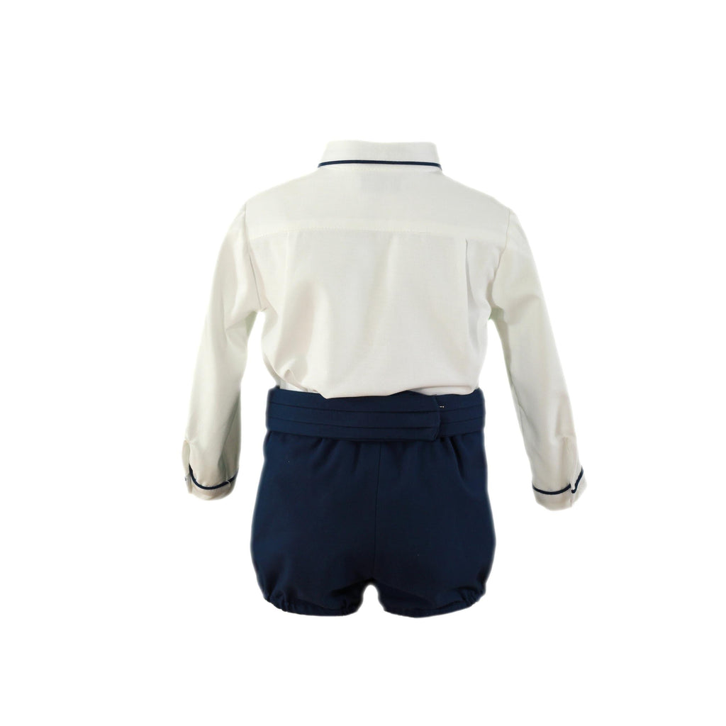 Miranda AW23 - Baby Boys Navy Shorts with Matching Shirt & Dickie Bow 162-23 - Mariposa Children's Boutique