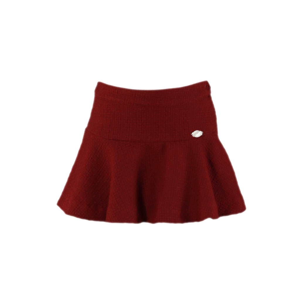 Miranda AW23 - Girls Burgundy & Cream Skirt & Blouse Set 227-2-F - Mariposa Children's Boutique