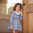 Miranda AW23 - Girls Grey & Blue Check 244V - Mariposa Children's Boutique