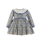 Miranda AW23 - Girls Grey & Blue Check 244V - Mariposa Children's Boutique