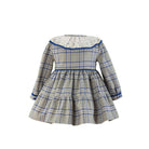 Miranda AW23 - Girls Grey & Blue Check 244V - Mariposa Children's Boutique