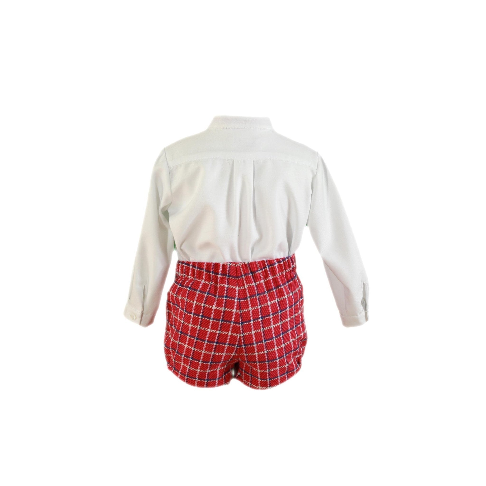 CLEARANCE SALE Miranda - Baby Boys Fuchsia and Blue Check Shorts & Shirt Set 138 - 23 - Mariposa Children's Boutique