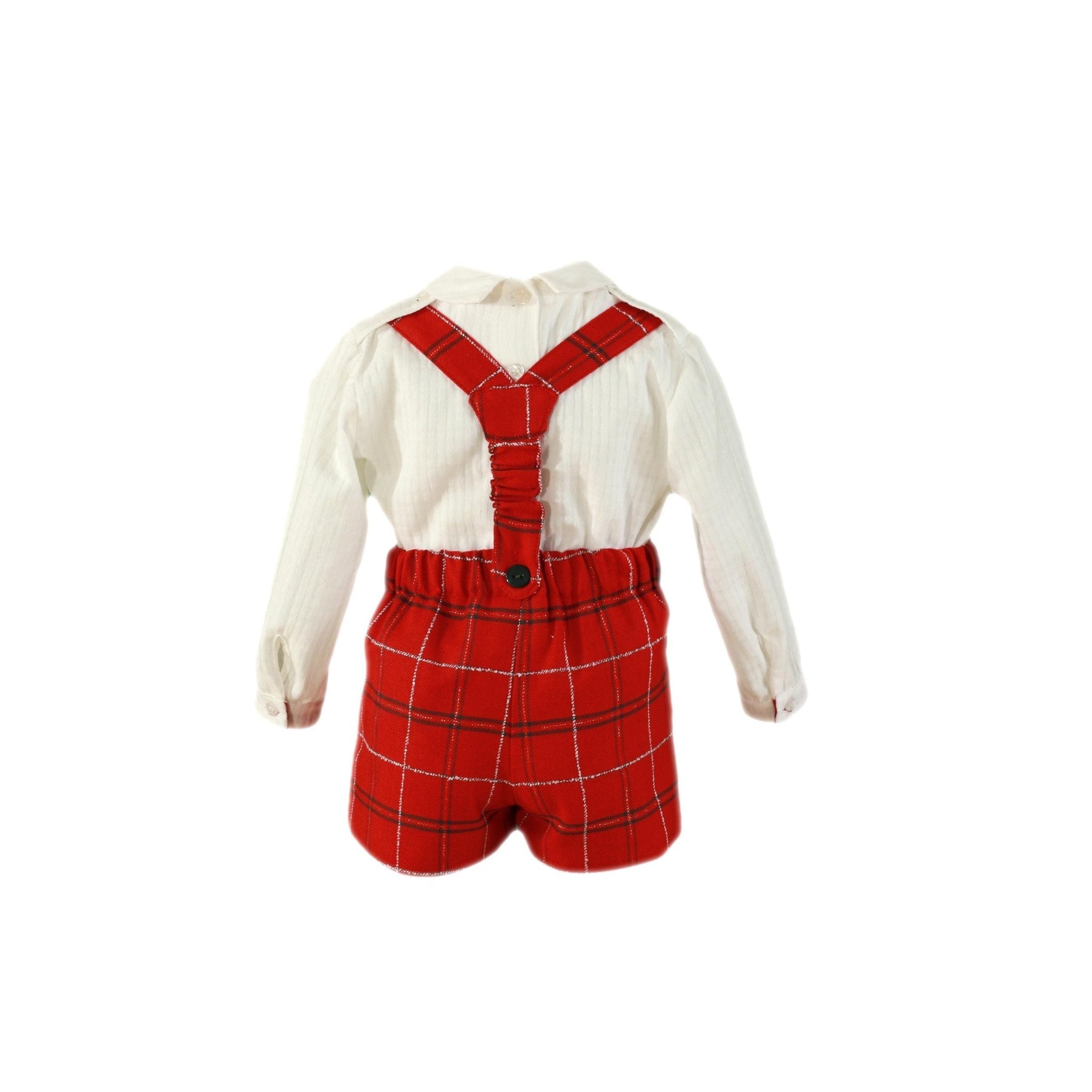 CLEARANCE SALE Miranda - Baby Boys Red & Navy Checked Shorts & Shirt Set 130 - 23 - Mariposa Children's Boutique