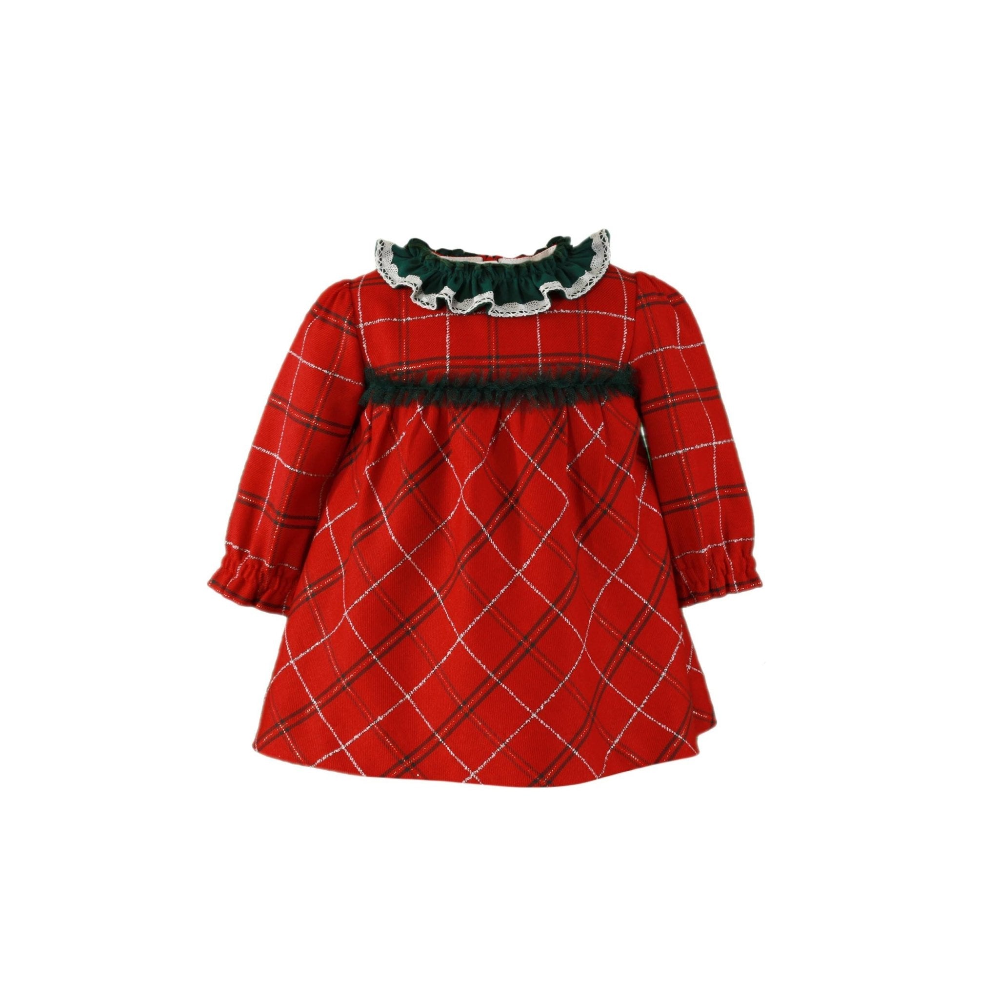 CLEARANCE SALE Miranda - Baby Girls Red and Navy Check Dress 129V - Mariposa Children's Boutique