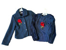 Miranda - Girls Navy Jacket with Matching Top and Red Floral Detail 10yrs - Mariposa Children's Boutique