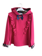 CLEARANCE SALE Miranda - Girls Red Tartan Detail Hooded Sweatshirt & Top