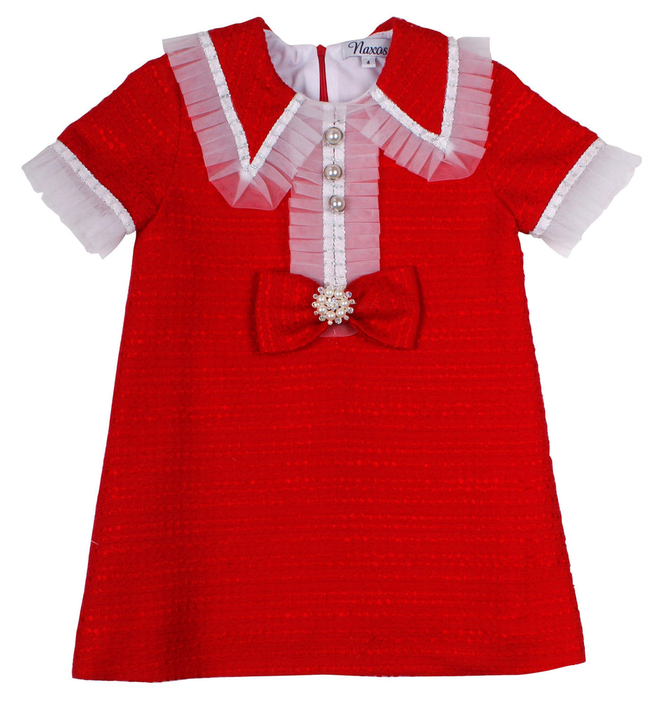 Naxos AW23 - Girls Red Christmas Dress 7242 - Mariposa Children's Boutique