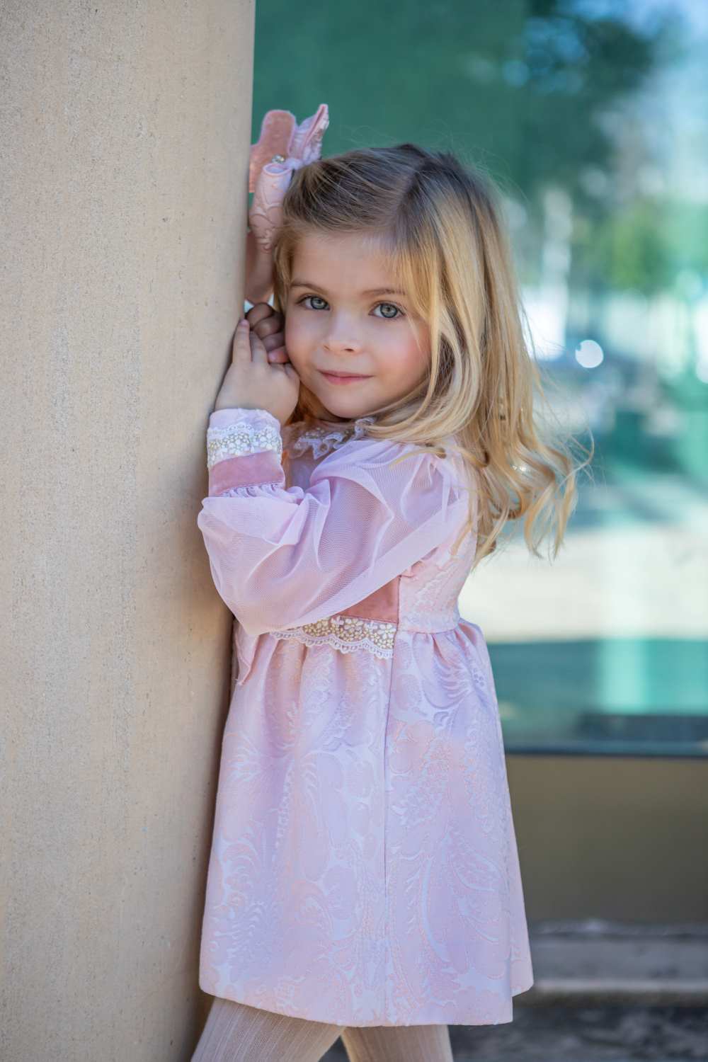 Clearance Sale Naxos - Girl's Pink Damask Dress