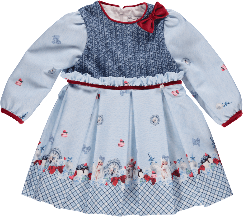 Piccola Speranza AW23 - Baby Girls Blue Doll Dress - Mariposa Children's Boutique