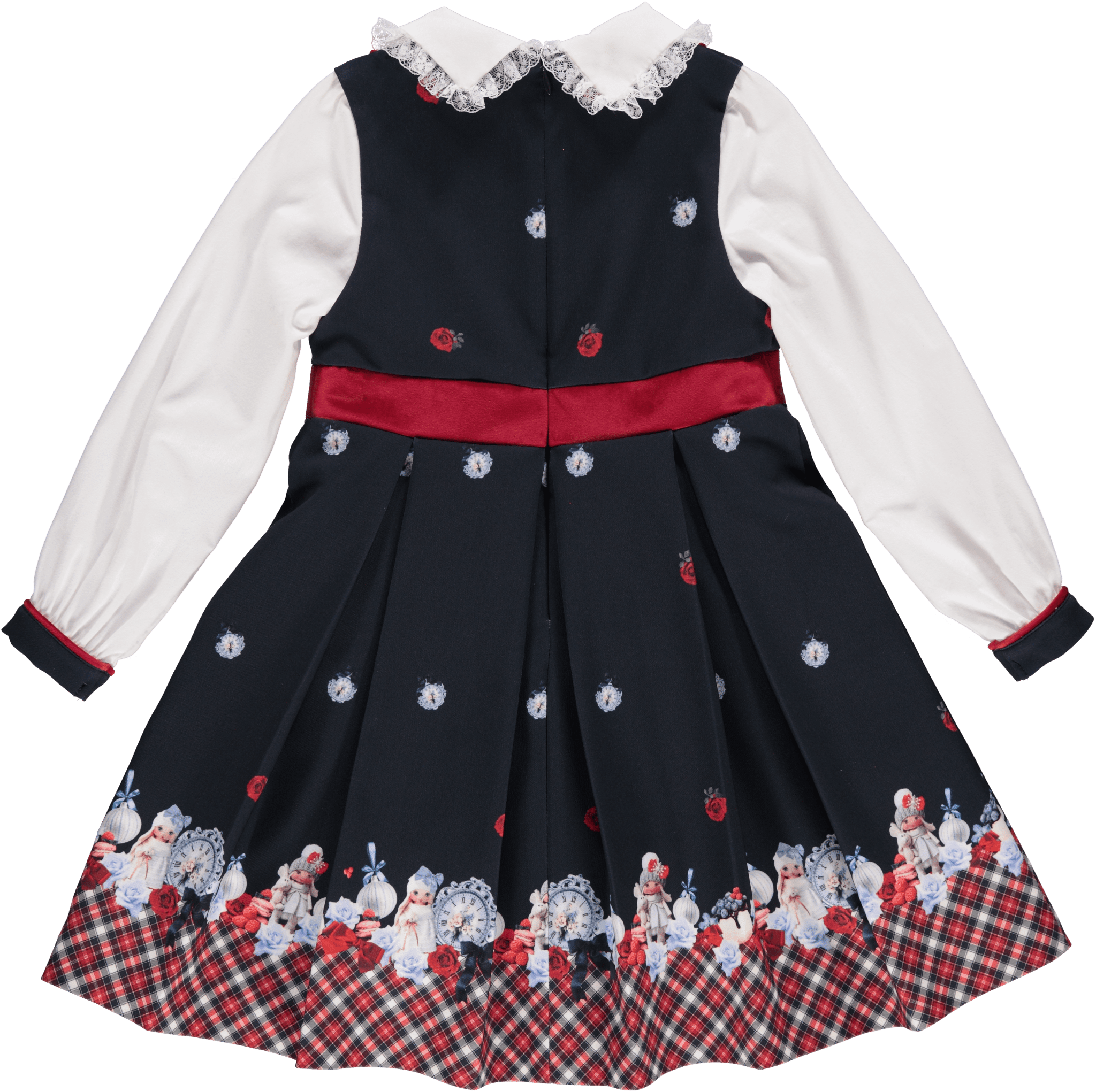 CLEARANCE SALE - Piccola Speranza - Girls Navy & Red Winter Doll Dress - Mariposa Children's Boutique