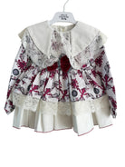 CLEARANCE SALE Rochy - Girls Grey & Burgundy Print Dress