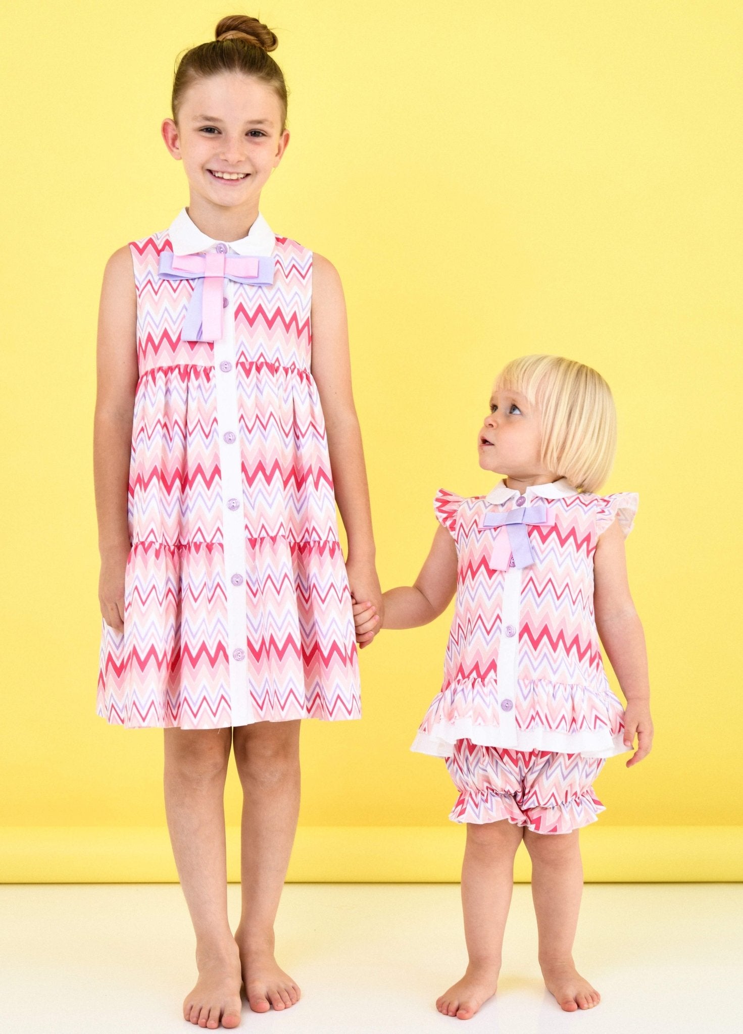 CLEARANCE SALE - Rochy SS24 - Girls Zig Zag White, Lilac and Pink Dress - Mariposa Children's Boutique
