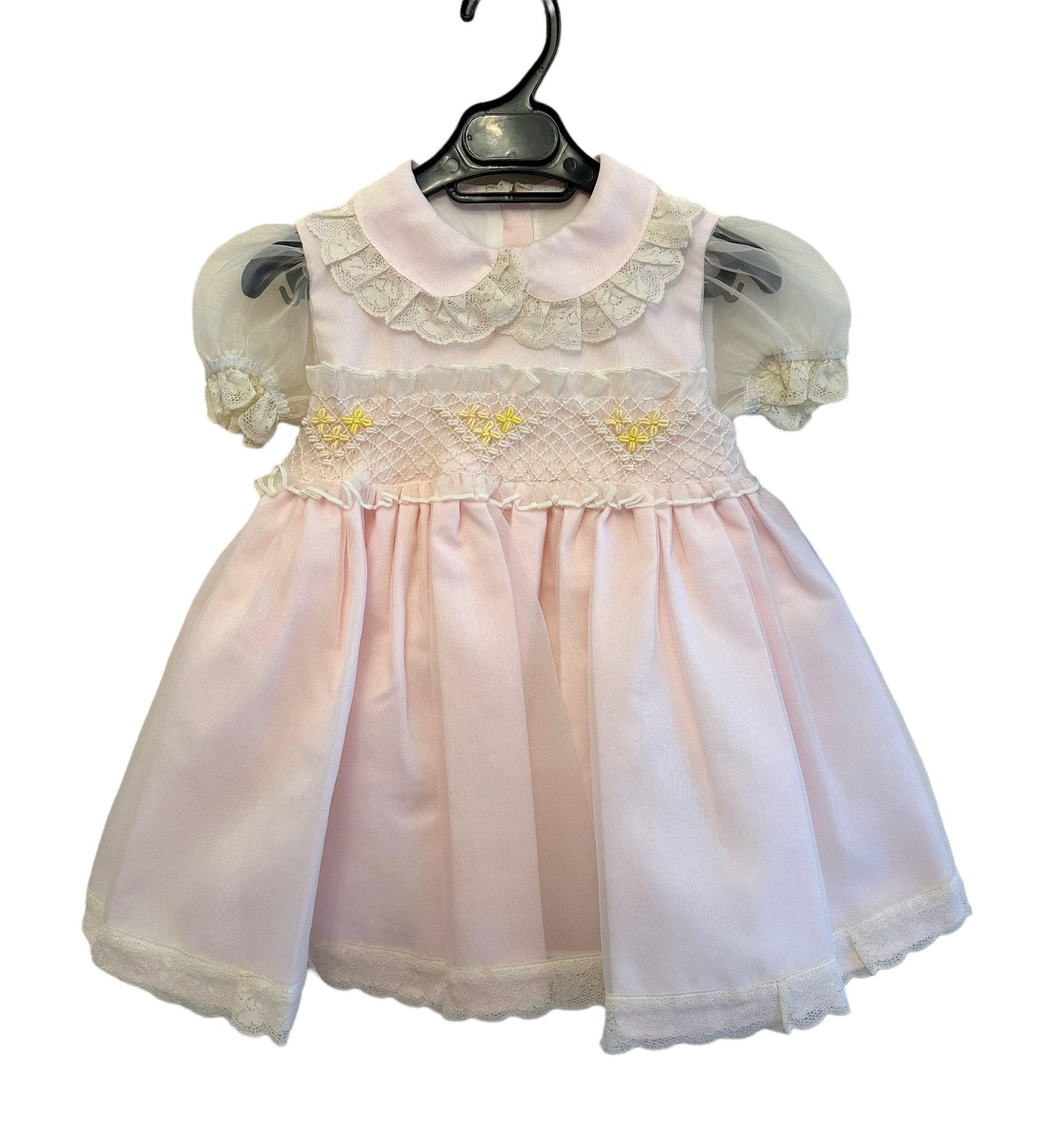 CLEARANCE SALE Sonata - Pink and Lemon Smocked Dress 