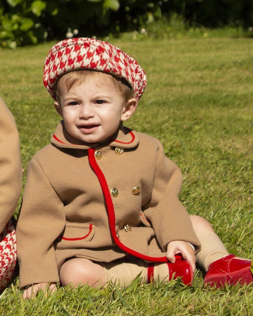 CLEARANCE SALE Sonata - Red Check Collection Boys Camel Blazer - Mariposa Children's Boutique