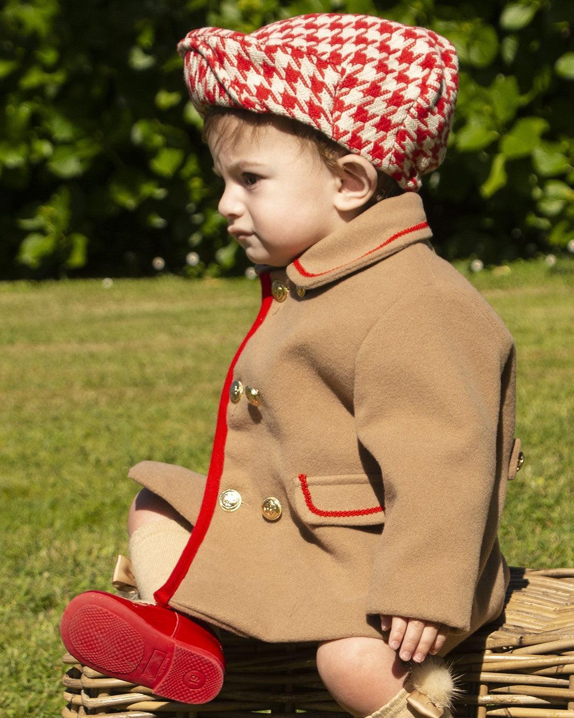 CLEARANCE SALE Sonata - Red Check Collection Boys Camel Blazer - Mariposa Children's Boutique