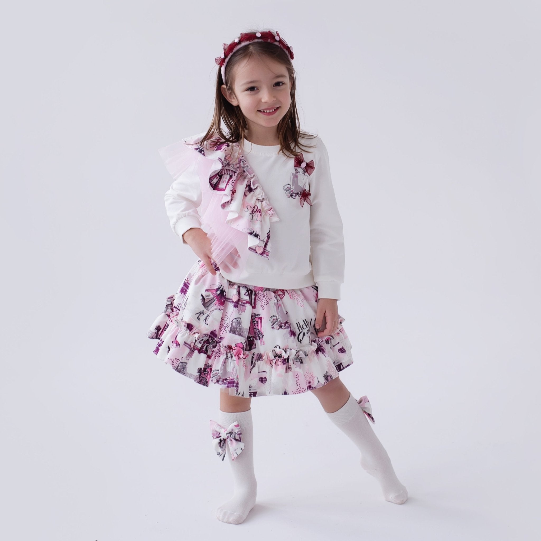 DAGA AW25 PRE - ORDER - Girls Fashion Street Pink & Burgundy Headpiece