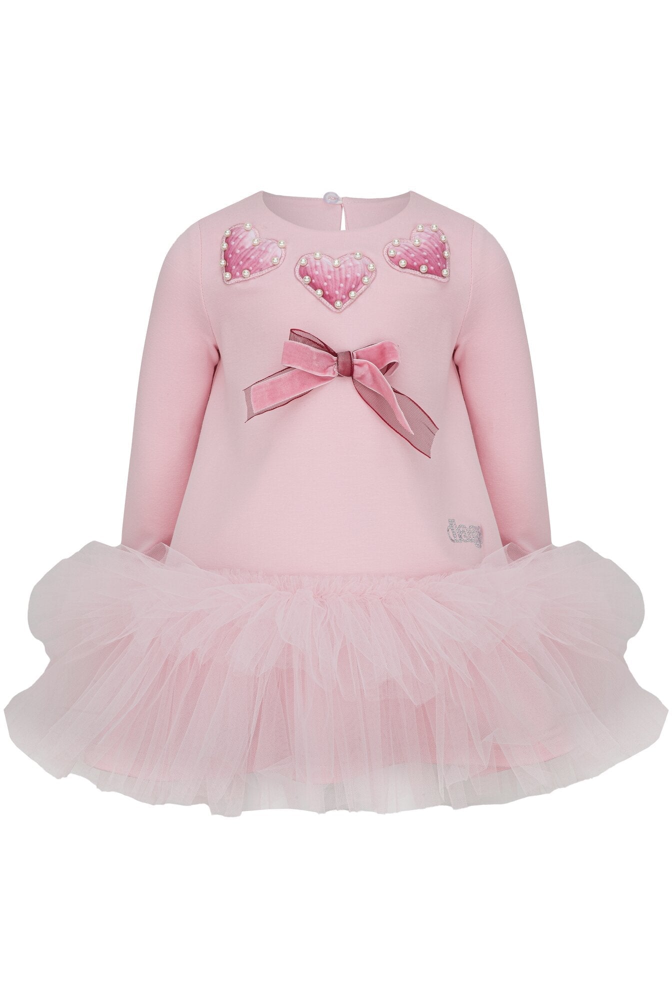 Pink Long sleeve Love Story Collection tulle hem dress by DAGA for AW26. 