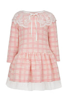 DAGA Girls Pink Tweed-Style Lace Collar Dress | AW26 Age 3-6
