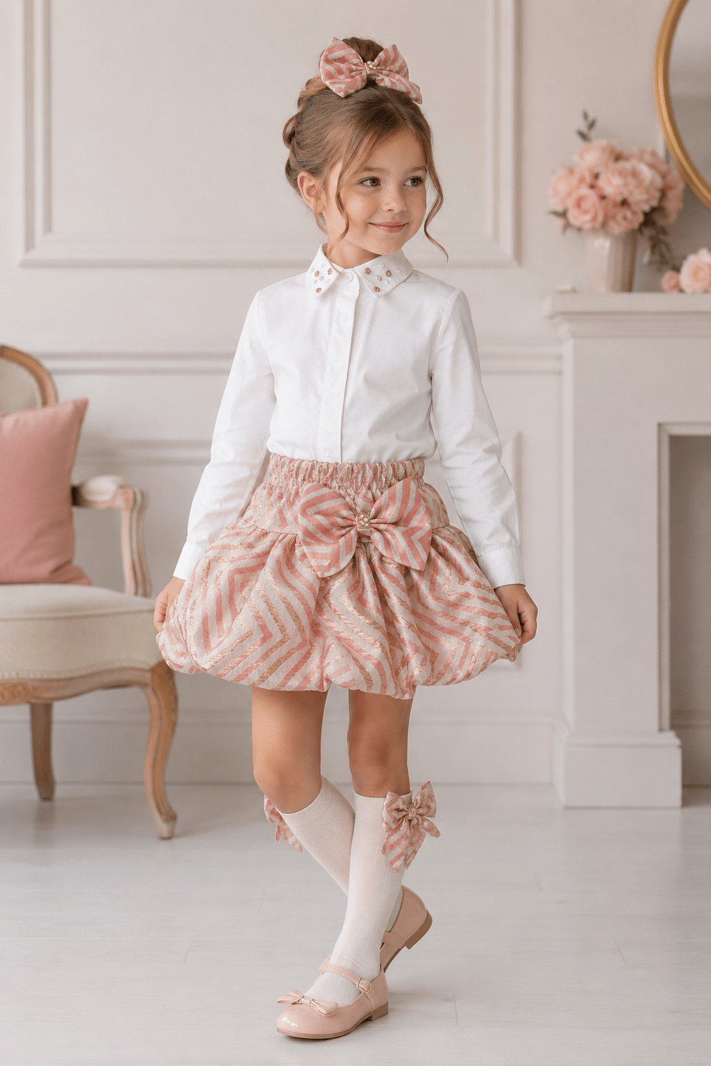 DAGA Girls Sparkle Blush Skirt and Blouse Set | AW26 PRE-ORDER