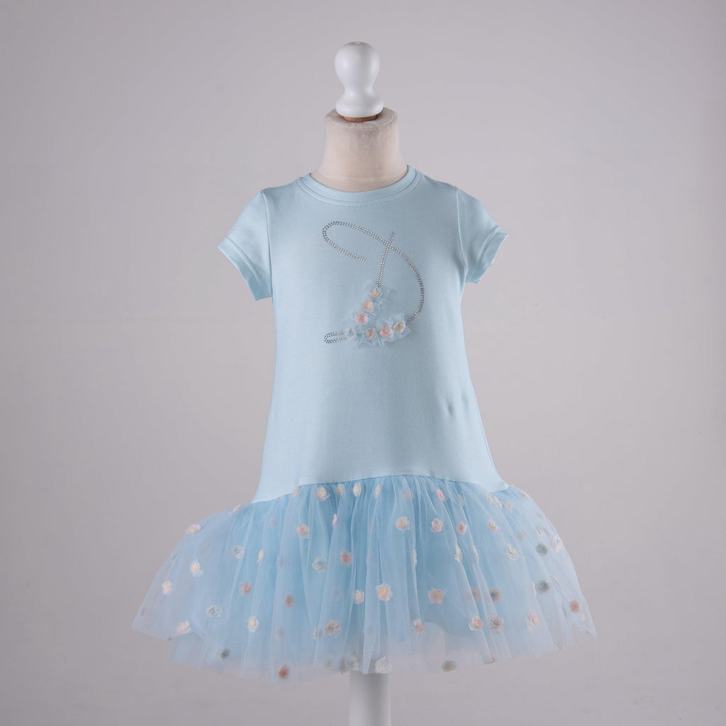 DAGA SS24 - Girls Blue Tulle Madness Dress - Mariposa Children's Boutique