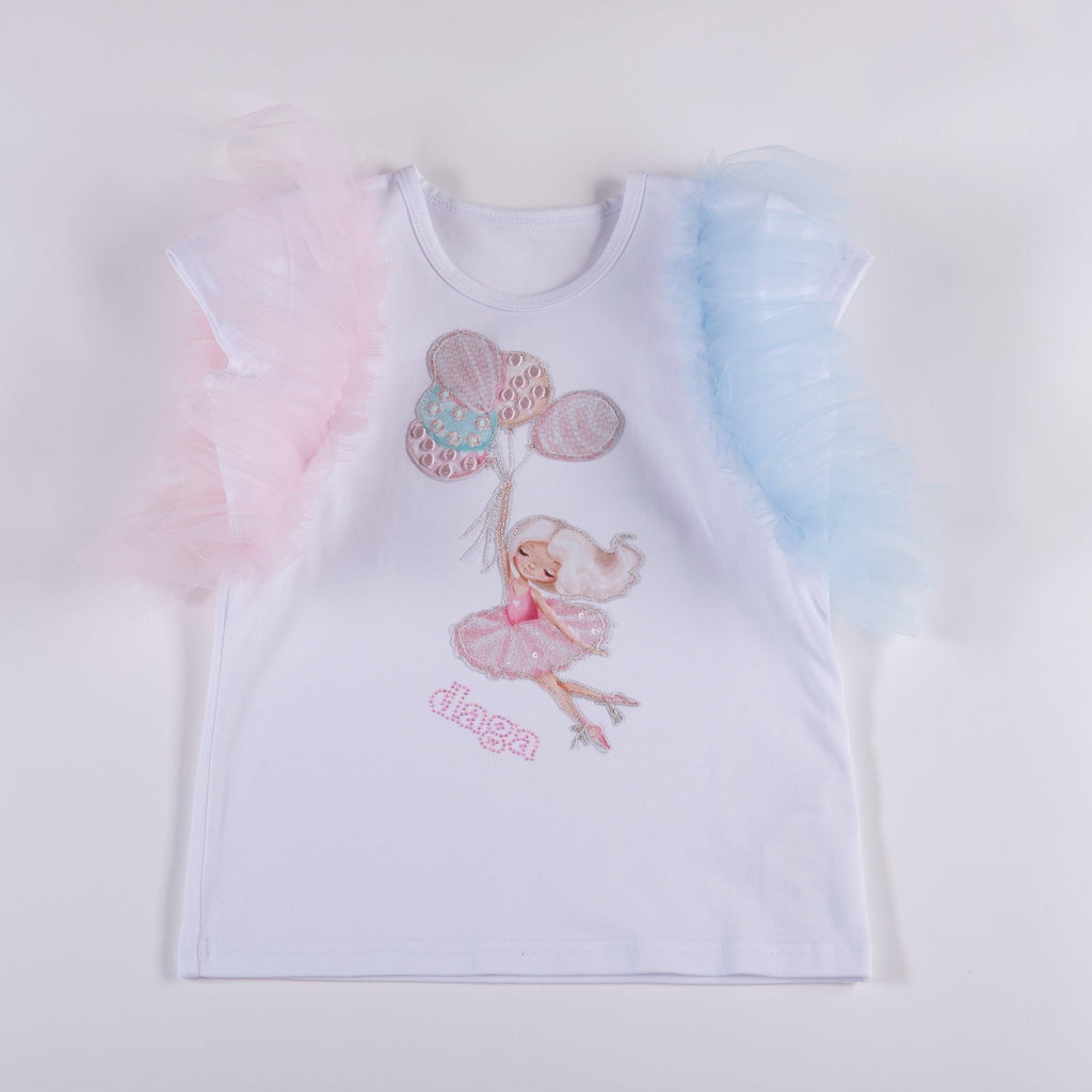 DAGA SS24 - Girls Swan Lake Pink & Blue Tulle Skirt & Top Set - Mariposa Children's Boutique