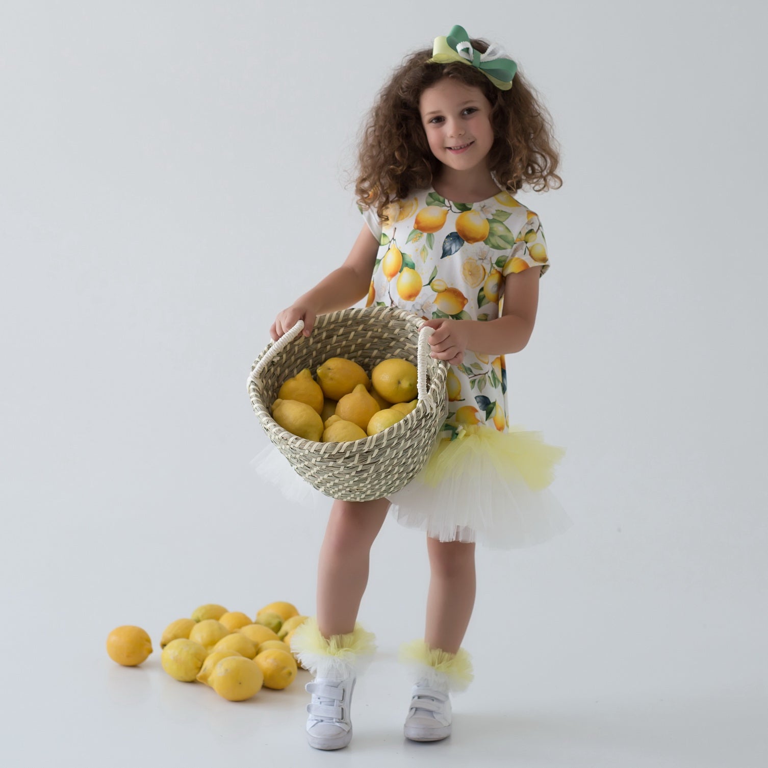 DAGA SS25 - Girls Sunny Lemons Tulle Hem Dress - Mariposa Children's Boutique