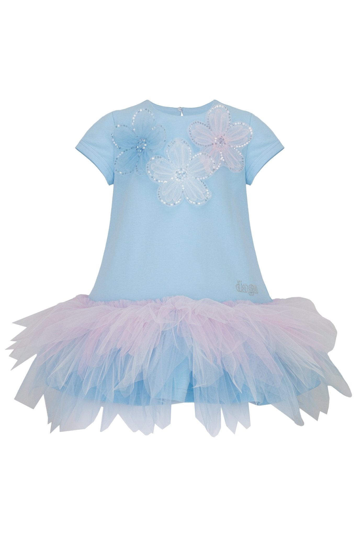 DAGA Girls Blue & Pink Ceremony Tulle Dress - SS26 DAGA Girls Blue & Pink Ceremony Tulle Dress - SS26