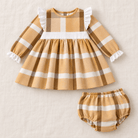 DBB Baby Girls Mustard Check First Birthday Outfit 12M| Clearance Sale