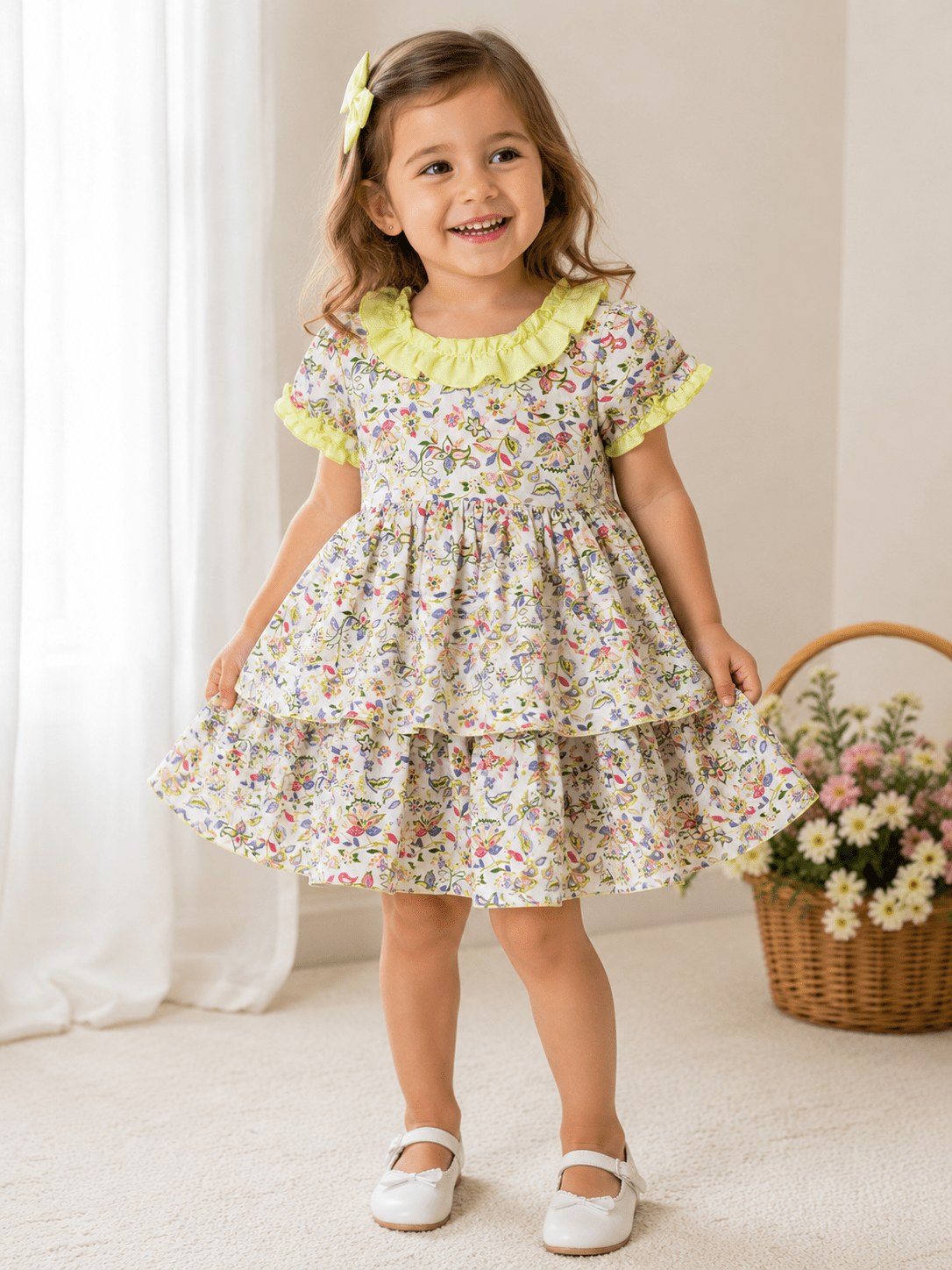 DBB Collection Girls Lime & Multicolour Dress | SS26