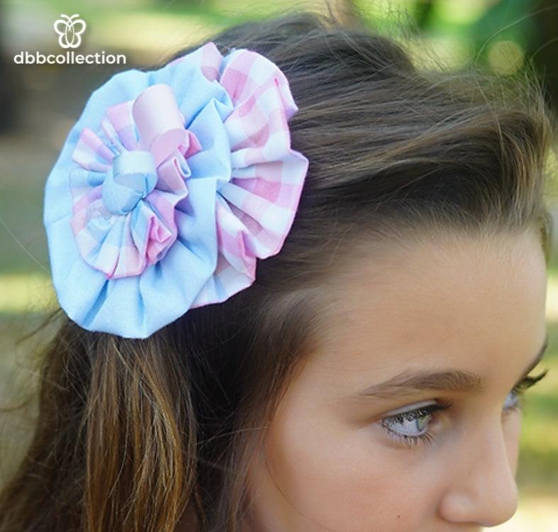 DBB Collection SS24 - Girls Pink & Blue Check Dress & Headpiece - Mariposa Children's Boutique
