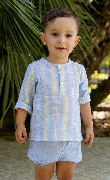 DBB baby boys blue lemon Spanish outfit shirt shorts set SS26