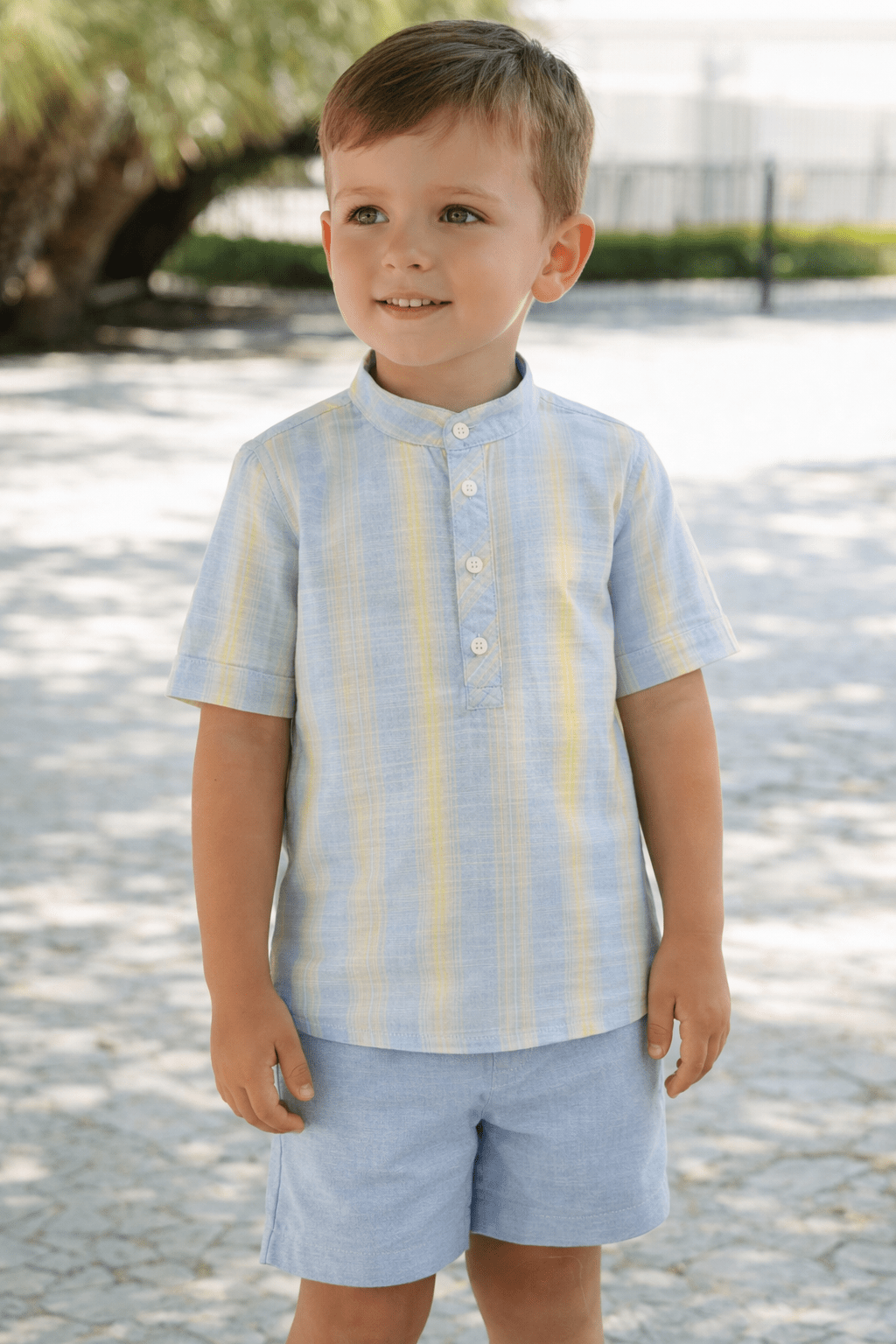 DBB boys blue lemon Spanish outfit shirt shorts set SS26