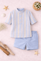 Boys Spanish outfit blue striped shirt and shorts DBB Collection