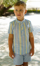 DBB boys summer outfit blue and lemon shorts set Spanish wear