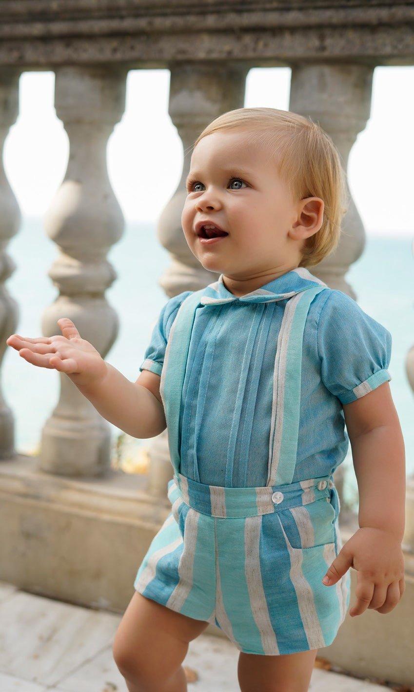 DBB baby boys turquoise Spanish outfit striped shorts set SS26