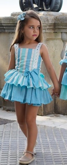 DBB Collection SS26 PRE - ORDER - Girls Blue Stripe Drop Waist Dress