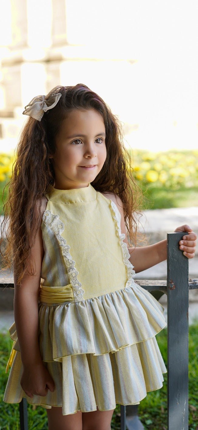 DBB girls lemon stripe Spanish dress SS26 layered skirt UK