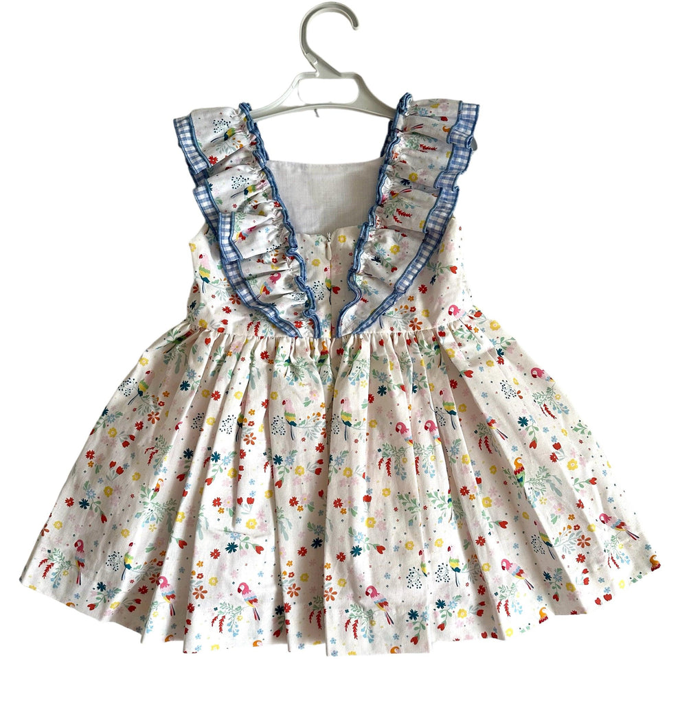 El Copo Lililu SS24 - Girls Multi Colour Parrot Print Dress - Mariposa Children's Boutique