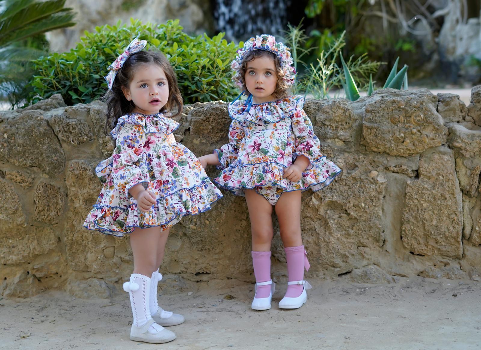 Ela Confeccion AW24 Made-to-Order - Girls Floral Print 3pc Dress - Mariposa Children's Boutique