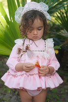Ela Confeccion AW24 Made-to-Order - Girls Pink and Camel 3pc Dress - Mariposa Children's Boutique