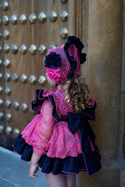 Ela Confeccion AW24 PRE-ORDER - Gabriella Fuchsia Pink & Navy Dress & Knickers - Mariposa Children's Boutique