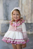 Ela Confeccion AW24 PRE-ORDER - Girls Cream and Pink Dress & Knickers - Mariposa Children's Boutique