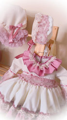 Ela Confeccion AW24 PRE-ORDER - Girls Cream and Pink Dress & Knickers - Mariposa Children's Boutique